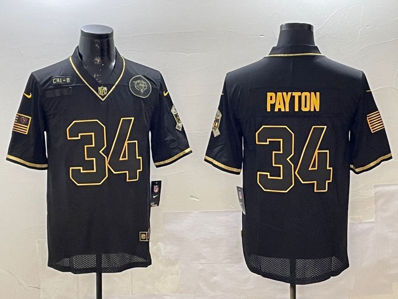 Men Chicago Bears #34 Payton Black Gold 2025 Nike Limited NFL Jersey style 1